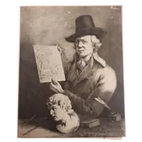 Autoritratto Jean Jacques de Boisseau 1796 Rara Impressione all'acquaforte  su carta vergata