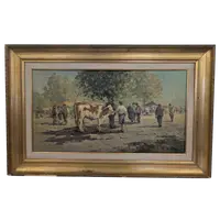 Market scene with cattle, Ferruccio Rontini