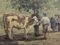 Market scene with cattle, Ferruccio Rontini