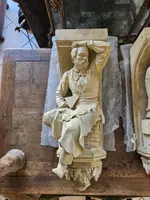 Coppia di elementi scultorei in terracotta – Firmati e datati 1866 “W. Wolff”