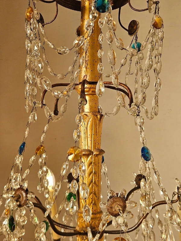 Genoese 6-arm chandelier with crystals