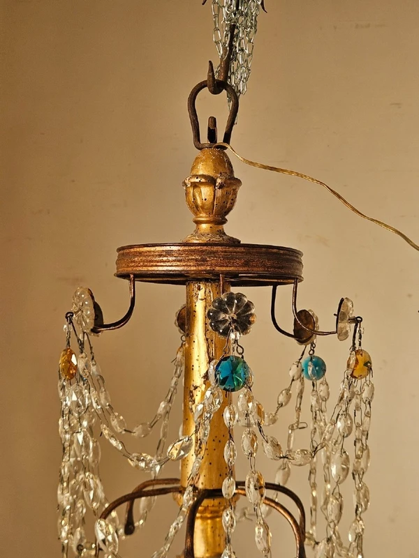 Genoese 6-arm chandelier with crystals