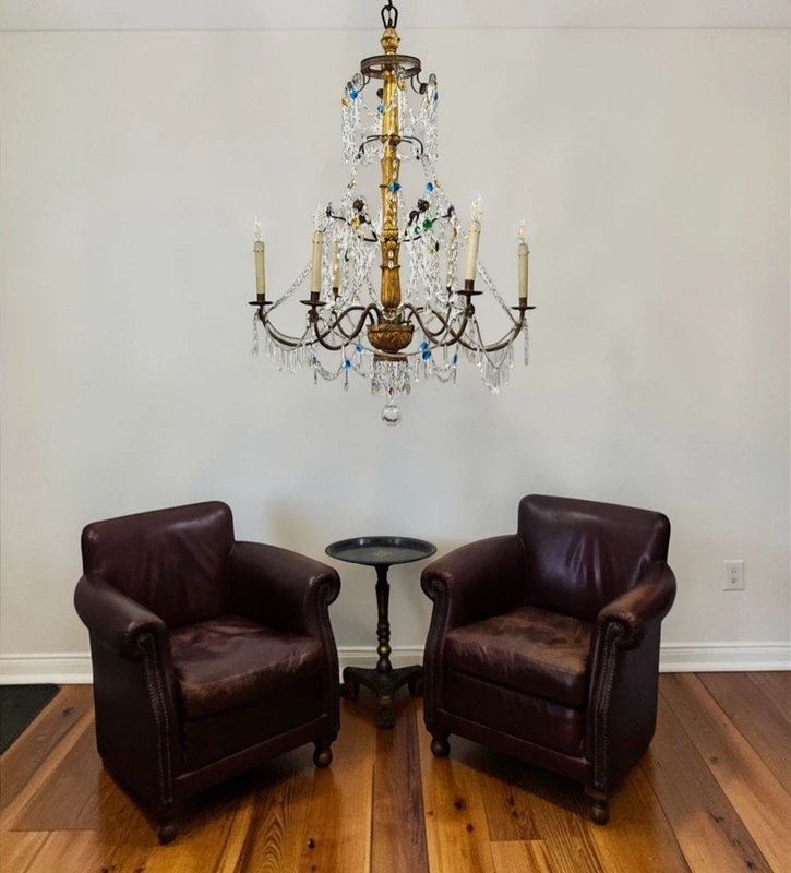 Genoese 6-arm chandelier with crystals