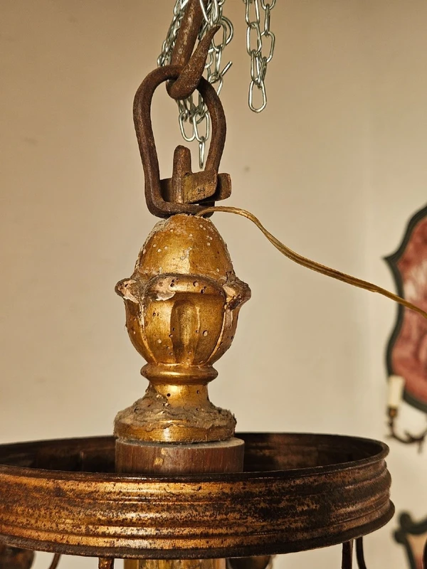 Genoese 6-arm chandelier with crystals