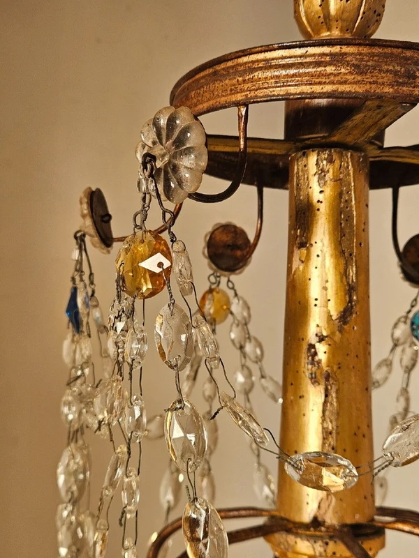 Genoese 6-arm chandelier with crystals
