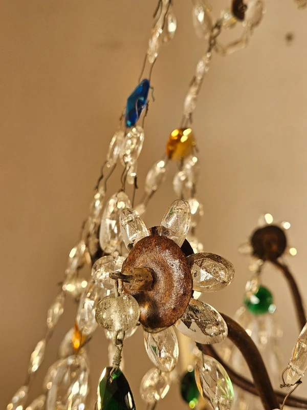 Genoese 6-arm chandelier with crystals