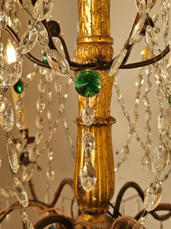 Genoese 6-arm chandelier with crystals