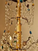 Genoese 6-arm chandelier with crystals