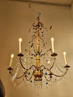 Genoese 6-arm chandelier with crystals