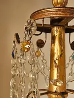 Genoese 6-arm chandelier with crystals
