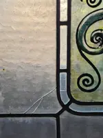 Pair of lead-bound cathedral stained glass windows early 1900s - 188 cm x 48.5 cm.