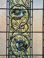 Pair of lead-bound cathedral stained glass windows early 1900s - 188 cm x 48.5 cm.