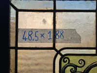 Pair of lead-bound cathedral stained glass windows early 1900s - 188 cm x 48.5 cm.