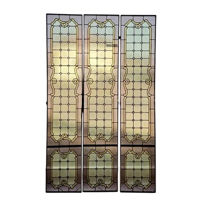 Tre vetrate cattedrale rilegate al piombo – Primo ’900 – 216 x 44 cm