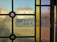 Three lead-bound cathedral stained glass windows - Early 20th century - 216 x 44 cm