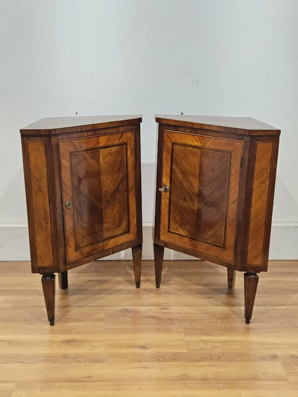 Paire d'encoignures à panneaux Louis XVI, début du 19e siècle