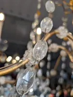 Lustre génois à 8 lumières en bois doré et cristal, fin du 19e siècle