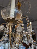 Lustre génois à 8 lumières en bois doré et cristal, fin du 19e siècle