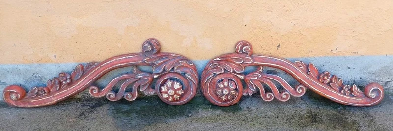 Pair Large Carved Wooden Friezes 17th Century Baroque