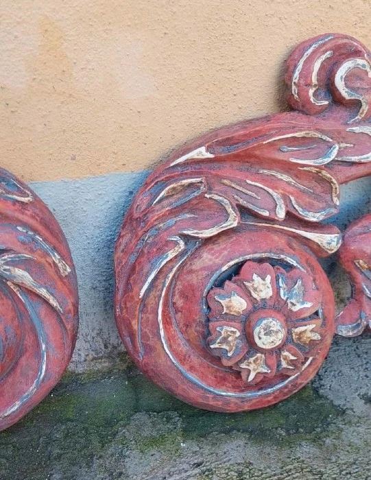 Pair Large Carved Wooden Friezes 17th Century Baroque