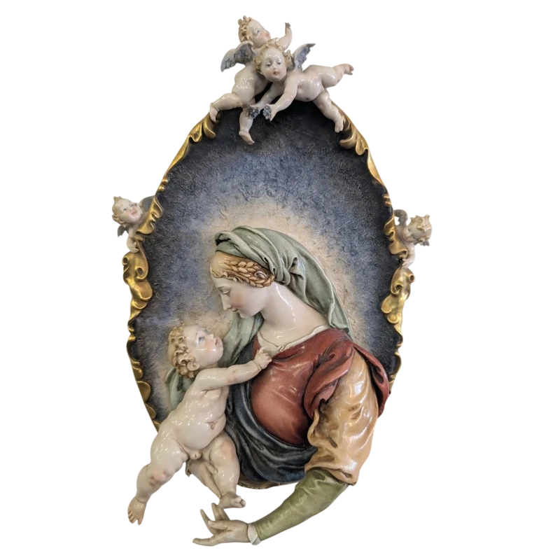 Vierge à l'enfant avec des anges - céramique de Giuseppe Cappe - années 1950