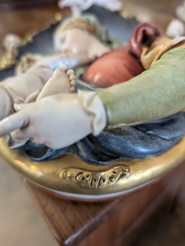 Vierge à l'enfant avec des anges - céramique de Giuseppe Cappe - années 1950