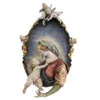 Vierge à l'enfant avec des anges - céramique de Giuseppe Cappe - années 1950