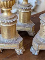 Four Louis XVI gilded wooden mecha candlesticks, late 18th century