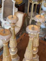 Four Louis XVI gilded wooden mecha candlesticks, late 18th century