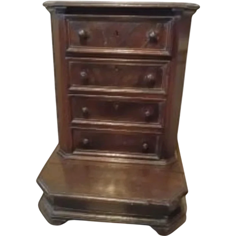 Antique 17th century kneeler with drawers in Tuscan walnut