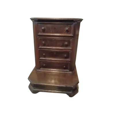 Antique 17th century kneeler with drawers in Tuscan walnut