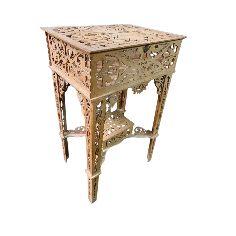 RARE WOODEN FRETWORK COFFEE TABLE COMPANY AMATI TORINO ANTIQUE