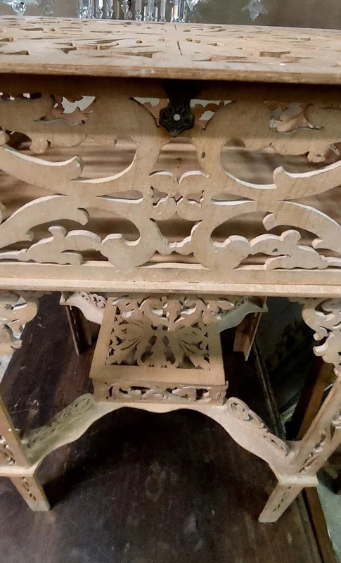 RARE WOODEN FRETWORK COFFEE TABLE COMPANY AMATI TORINO ANTIQUE