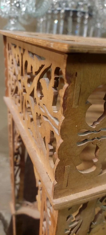 RARE WOODEN FRETWORK COFFEE TABLE COMPANY AMATI TORINO ANTIQUE