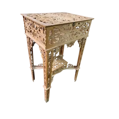 RARE WOODEN FRETWORK COFFEE TABLE COMPANY AMATI TORINO ANTIQUE