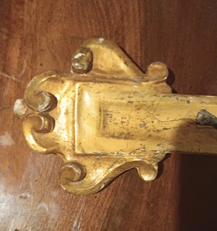 Antique large gilded wooden crucifix with christ 18th century italy