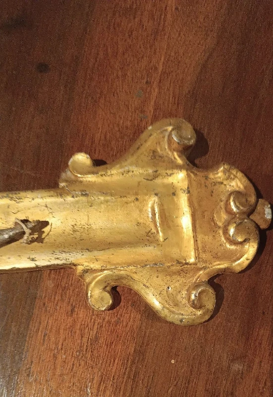 Antique large gilded wooden crucifix with christ 18th century italy