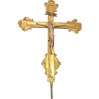 Antique large gilded wooden crucifix with christ 18th century italy