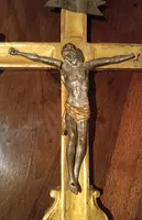 Antique large gilded wooden crucifix with christ 18th century italy