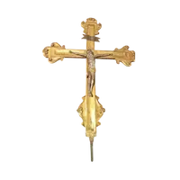 Antique large gilded wooden crucifix with christ 18th century italy