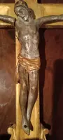 Antique large gilded wooden crucifix with christ 18th century italy