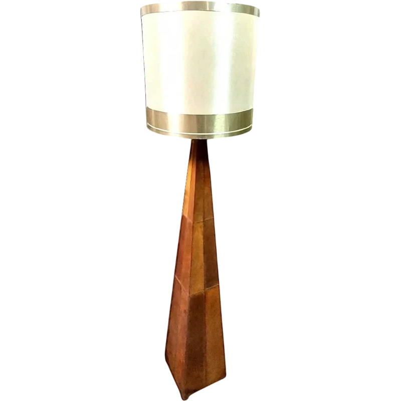 Floor Lamp Design Vintage obelisk lamp in leather Hollywood Regency style 1970s