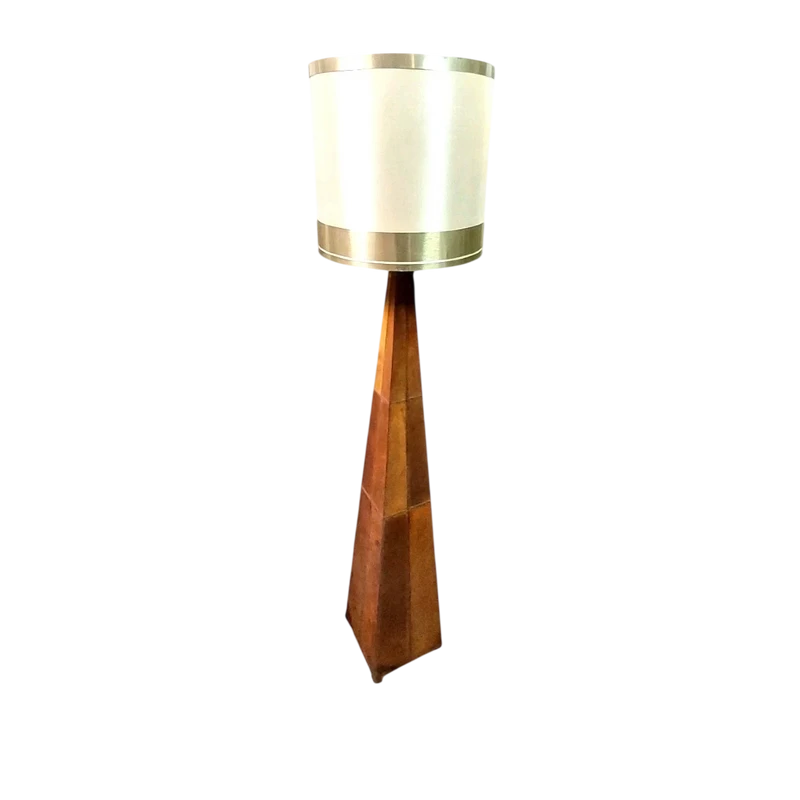 Lampe obélisque en cuir style Hollywood Regency des années 70 Lampadaire design vintage