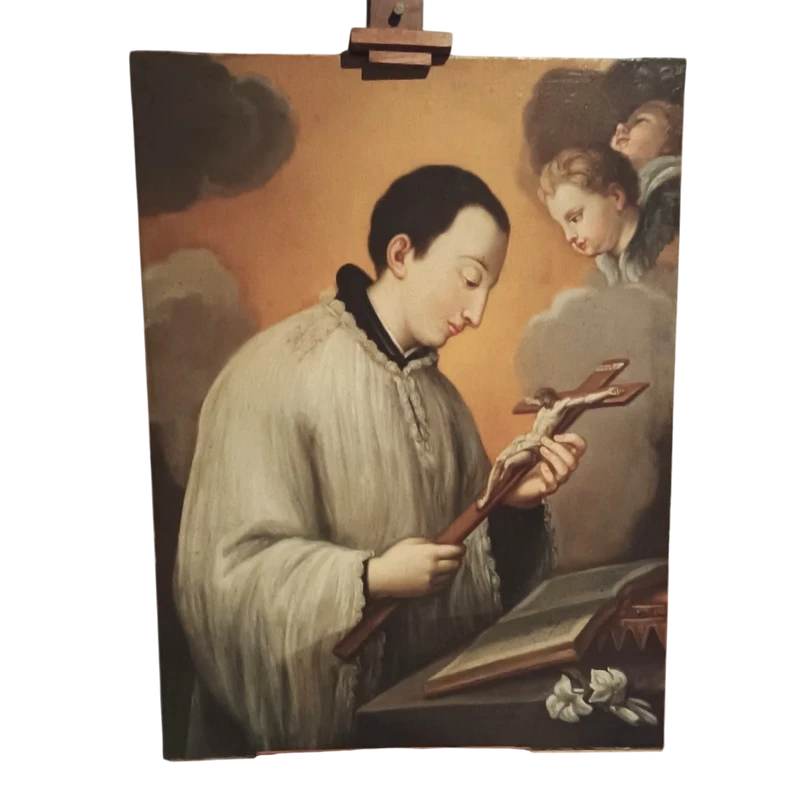 Peinture à l'huile ancienne sur toile École toscane San Luigi Gonzaga