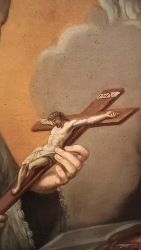 Peinture à l'huile ancienne sur toile École toscane San Luigi Gonzaga