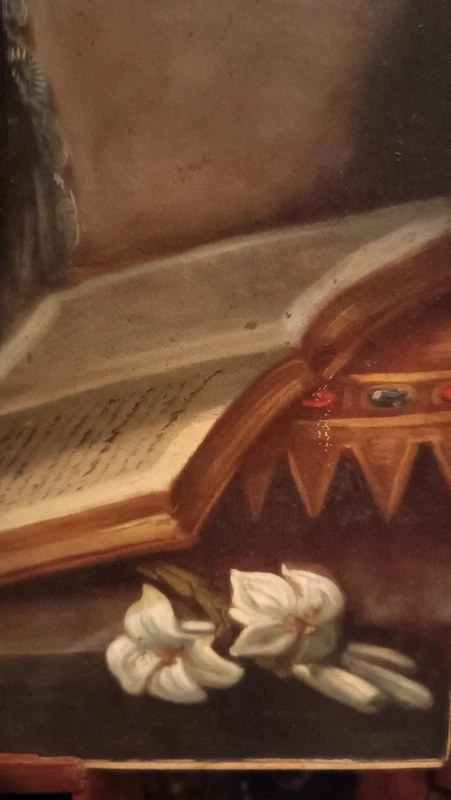 Peinture à l'huile ancienne sur toile École toscane San Luigi Gonzaga