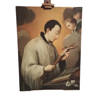 Peinture à l'huile ancienne sur toile École toscane San Luigi Gonzaga