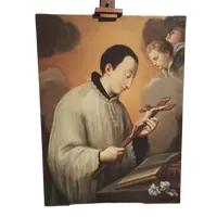 Peinture à l'huile ancienne sur toile École toscane San Luigi Gonzaga