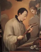 Peinture à l'huile ancienne sur toile École toscane San Luigi Gonzaga