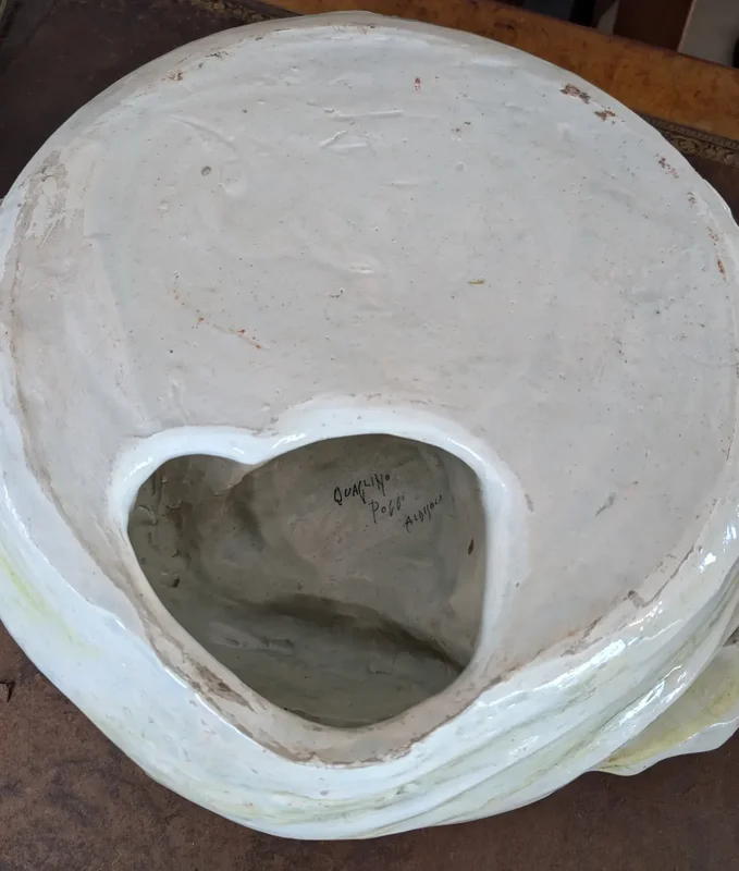 Large Art Nouveau centerpiece in glazed ceramic - Manifattura Quaglino Poggi, Albisola